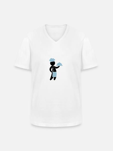 A gourmet chef serves guests - Men's V-Neck T-Shirt - white