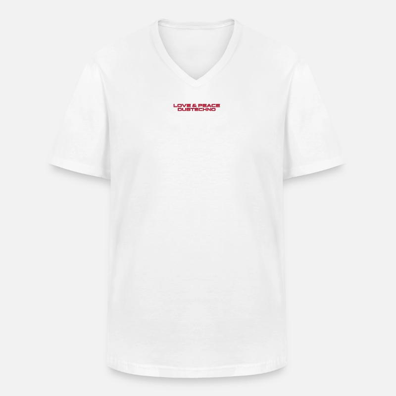 Love Peace and Dubtechno - Männer-T-Shirt mit V-Ausschnitt - Weiß