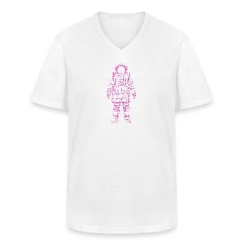 Astronautentekening in roze - Klassiek mannen T-shirt met V-hals - wit - Voor - AI Model Male 185 light (185cm)
