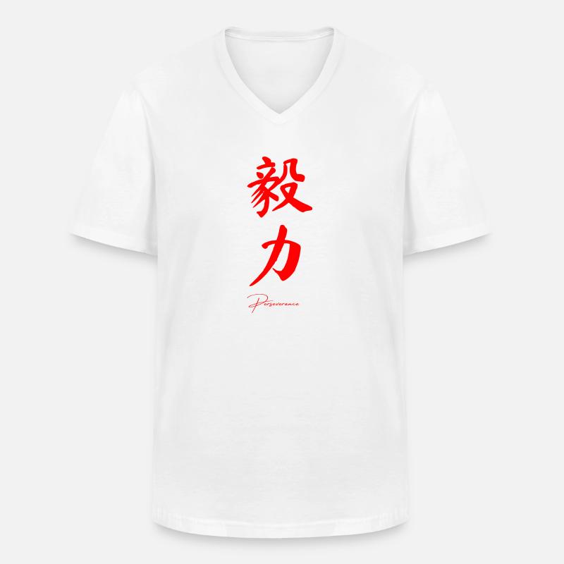 Ausdauer auf Chinesisch - Männer-T-Shirt mit V-Ausschnitt - Weiß