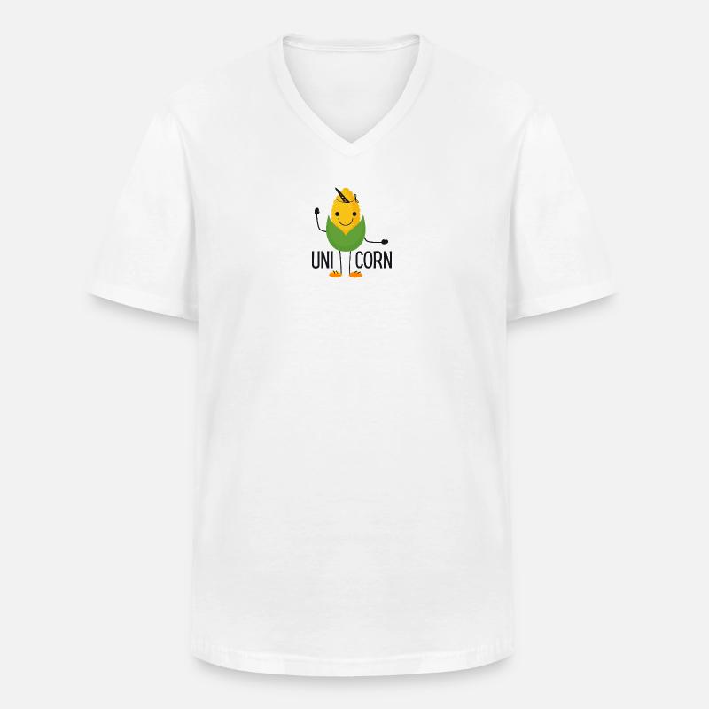 Uni-Corn - Männer-T-Shirt mit V-Ausschnitt - Weiß