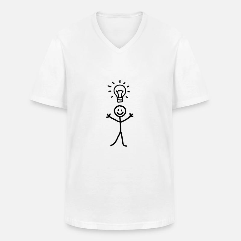 Männchen Idee - line - Männer-T-Shirt mit V-Ausschnitt - Weiß