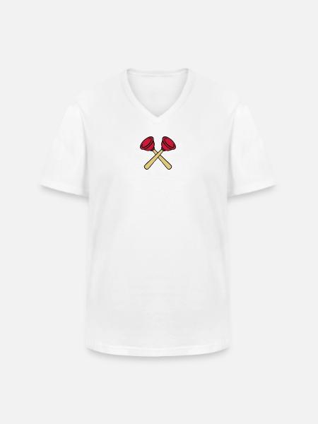 Pömpel gekreuzt - Männer-T-Shirt mit V-Ausschnitt - Weiß