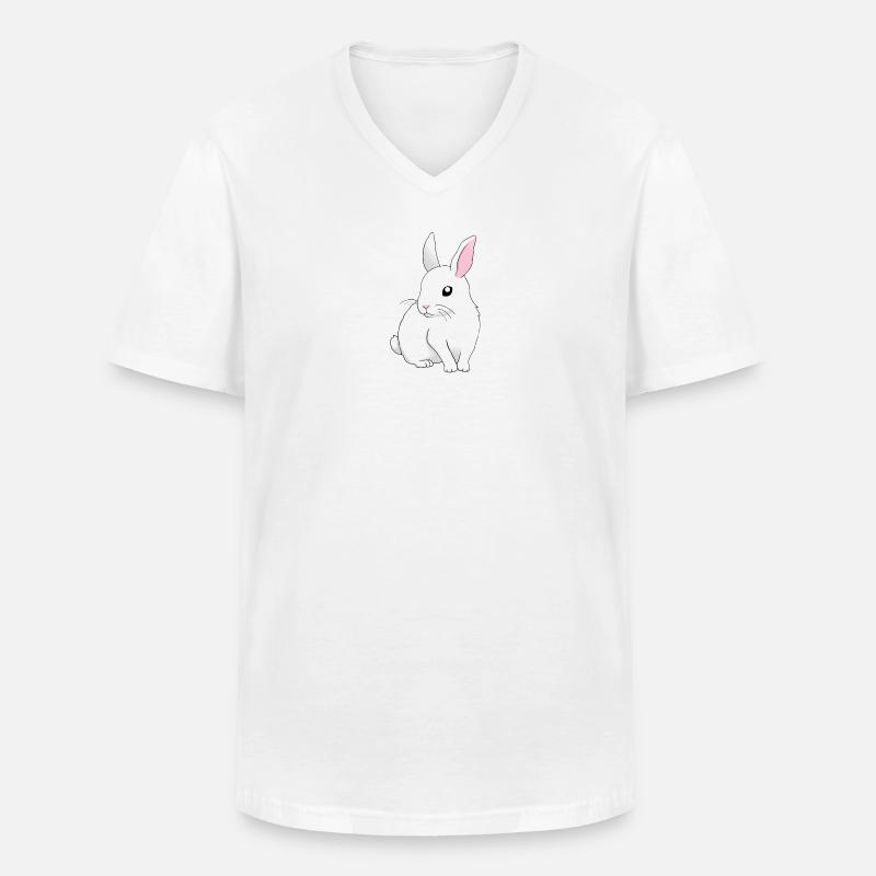 weißer Hase sitzend - Männer-T-Shirt mit V-Ausschnitt - Weiß