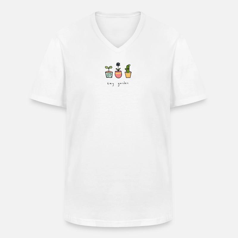 Tiny Garden Blumentöpfe - Männer-T-Shirt mit V-Ausschnitt - Weiß
