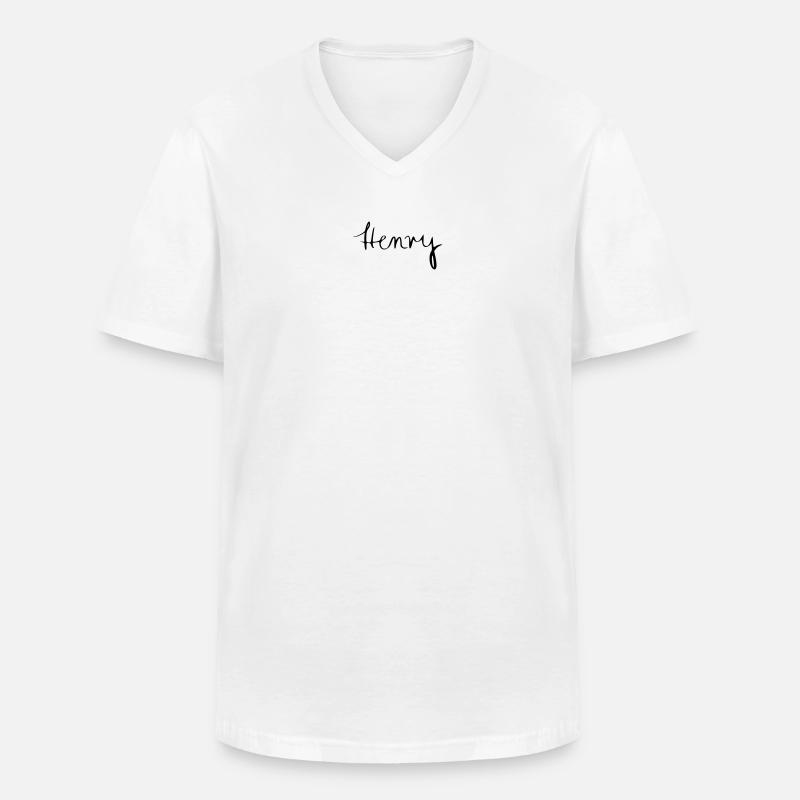 Henry - Männer-T-Shirt mit V-Ausschnitt - Weiß