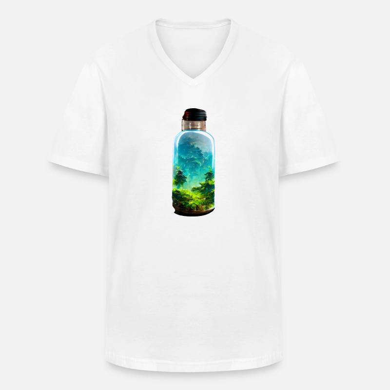 Flasche mit einem Wald - Männer-T-Shirt mit V-Ausschnitt - Weiß