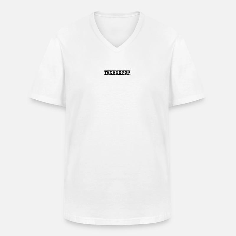 Technopop - Männer-T-Shirt mit V-Ausschnitt - Weiß