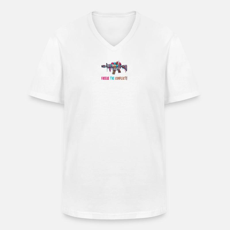 Konflikt eingefrieren Eiscreme - Männer-T-Shirt mit V-Ausschnitt - Weiß