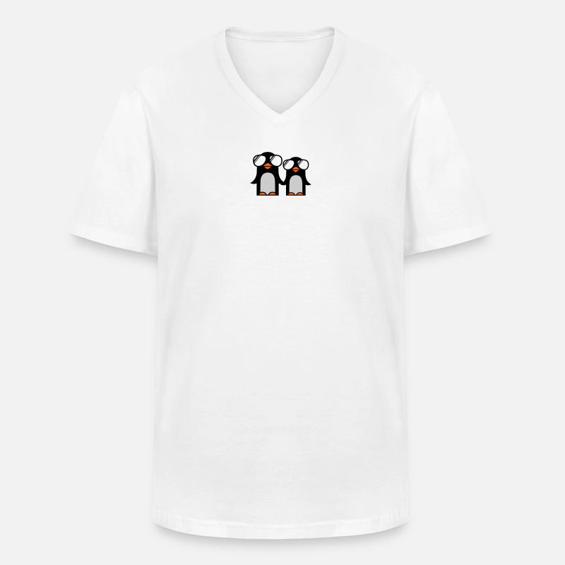 funky pinguine - Männer-T-Shirt mit V-Ausschnitt - Weiß