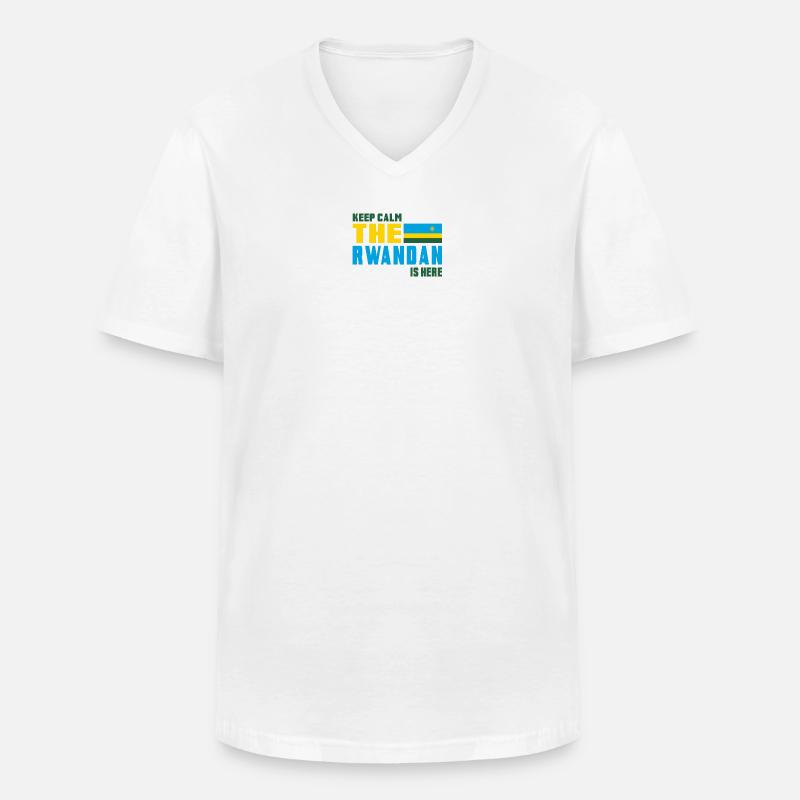 Keep Calm Ruanda Flaggen Design - Männer-T-Shirt mit V-Ausschnitt - Weiß