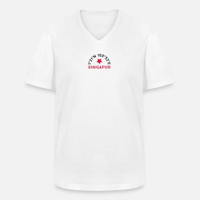 Singapur - Männer-T-Shirt mit V-Ausschnitt - Weiß