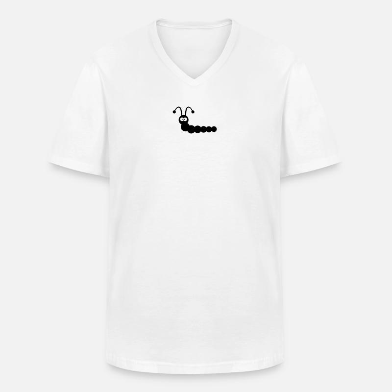 Lustiger Wurm - Männer-T-Shirt mit V-Ausschnitt - Weiß