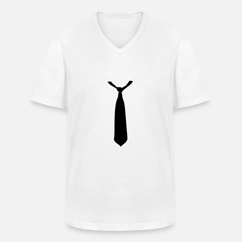 Krawatte - Männer-T-Shirt mit V-Ausschnitt - Weiß