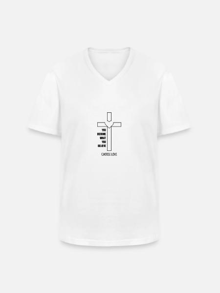 | Christliche Kleidung | Glaube - Männer-T-Shirt mit V-Ausschnitt - Weiß
