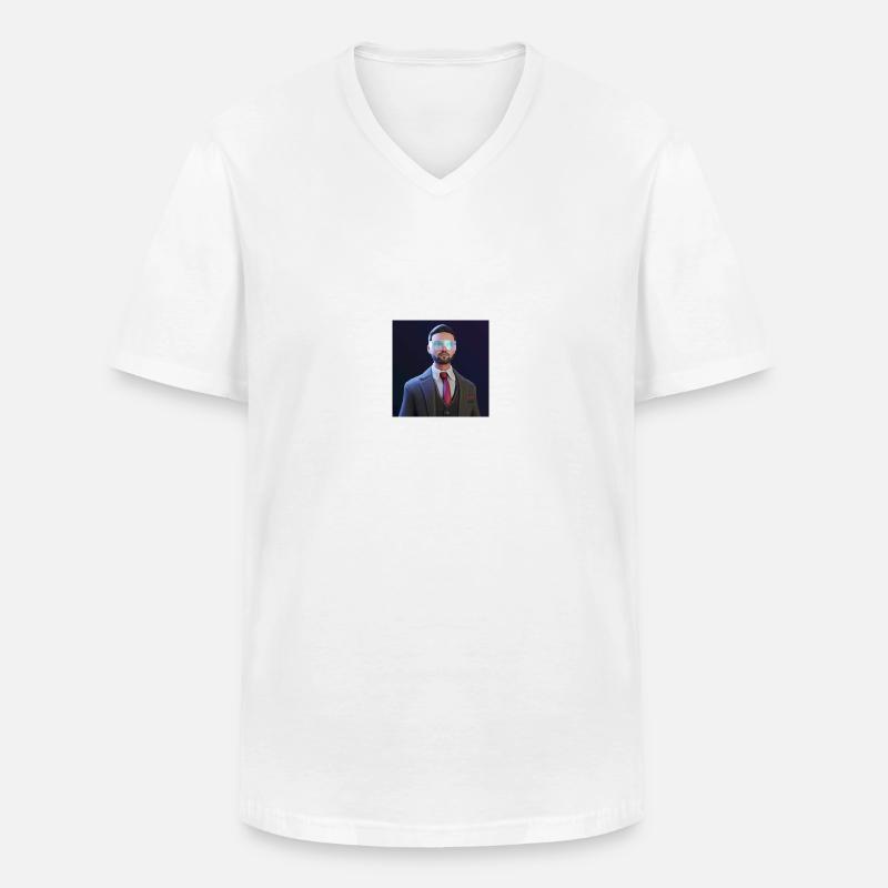 HACKER FOR BITCOIN - Männer-T-Shirt mit V-Ausschnitt - Weiß
