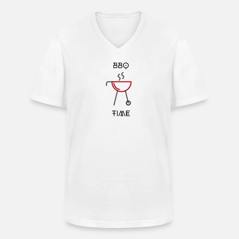 Grillzeit - Männer-T-Shirt mit V-Ausschnitt - Weiß