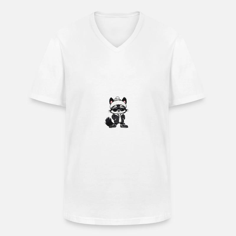 Stinktier Winter Comic - Männer-T-Shirt mit V-Ausschnitt - Weiß