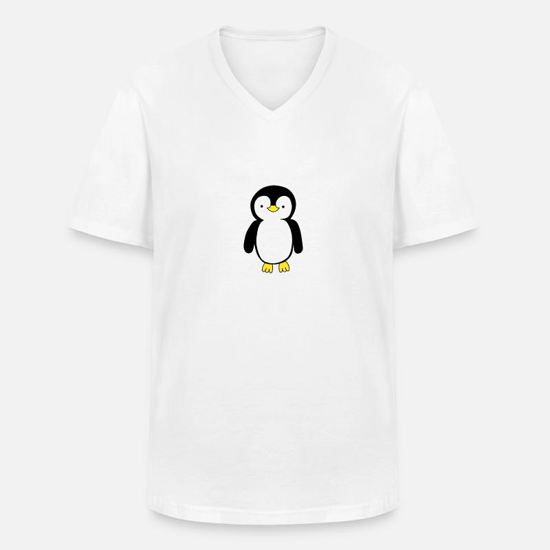Pinguin - Männer-T-Shirt mit V-Ausschnitt - Weiß