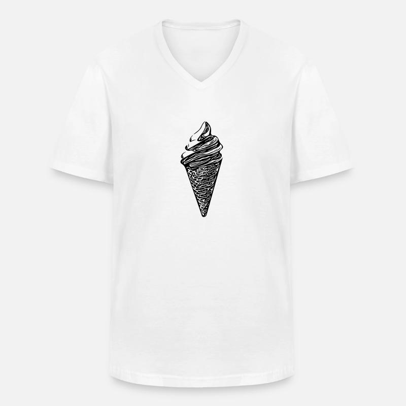 Cooles Softeis in Waffel - Männer-T-Shirt mit V-Ausschnitt - Weiß