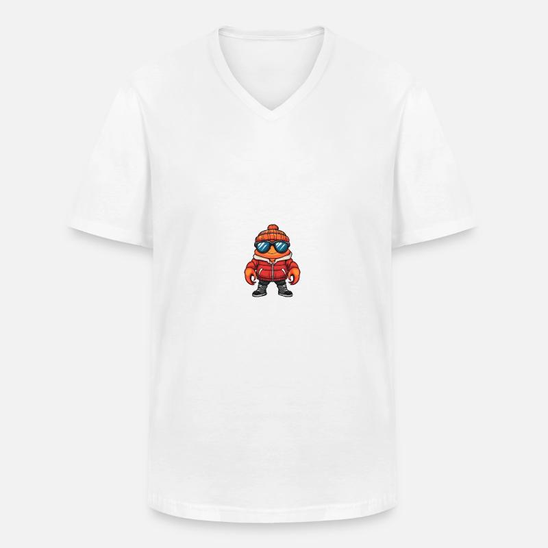 Krebs Krabbe Winter Comic - Männer-T-Shirt mit V-Ausschnitt - Weiß