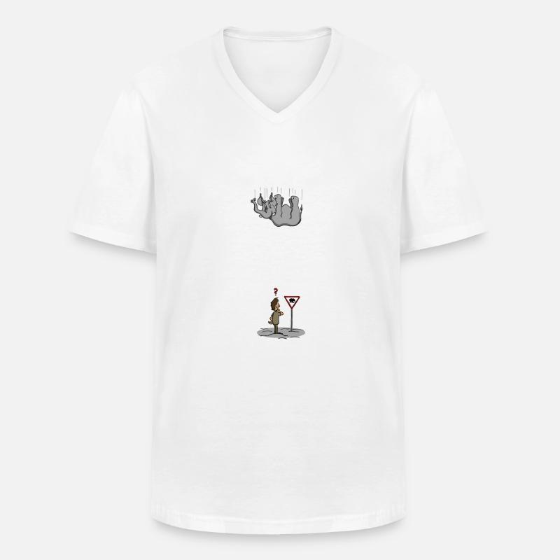 Achtung Elefant! - Männer-T-Shirt mit V-Ausschnitt - Weiß