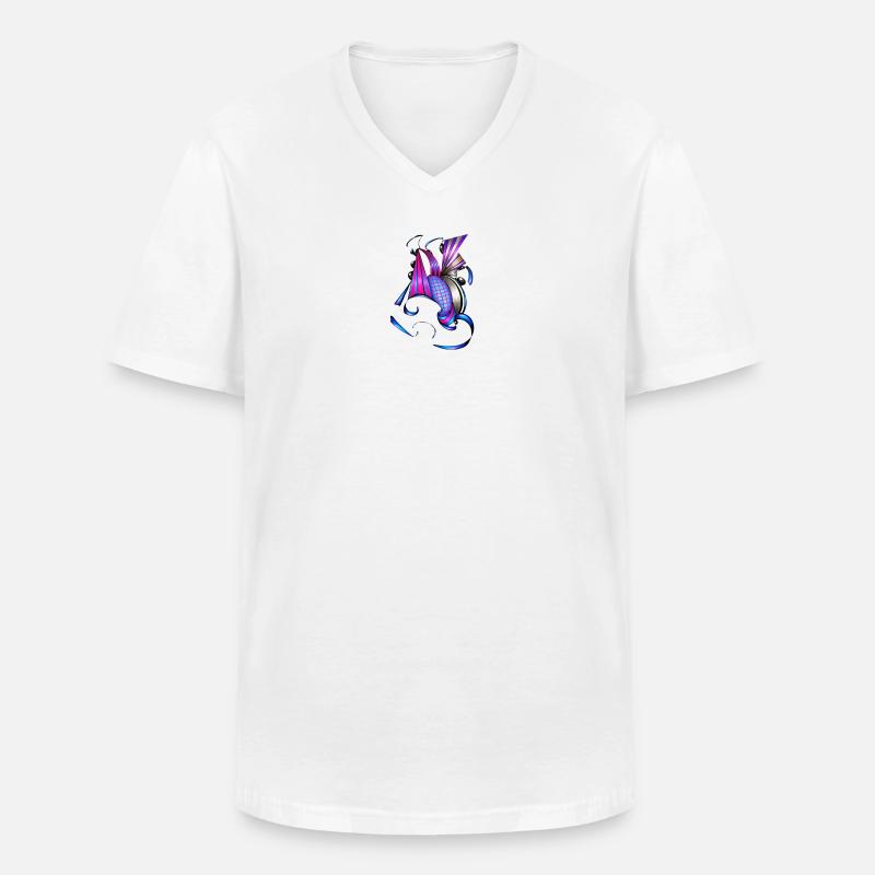 Farbige Spiral- und Fächerkunst - Männer-T-Shirt mit V-Ausschnitt - Weiß