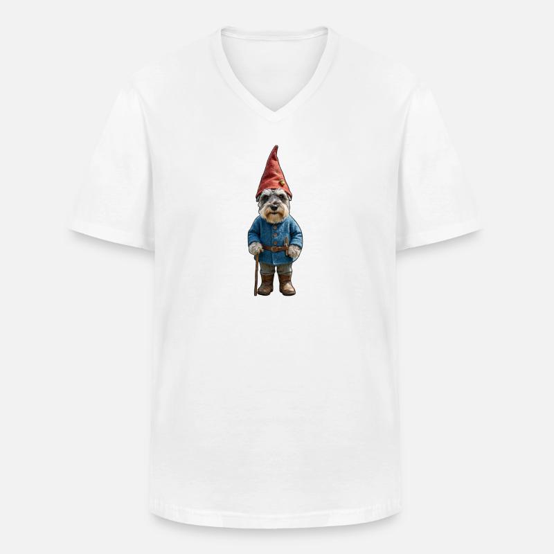 Gartenzwerg Schnauzer Zauber - Männer-T-Shirt mit V-Ausschnitt - Weiß