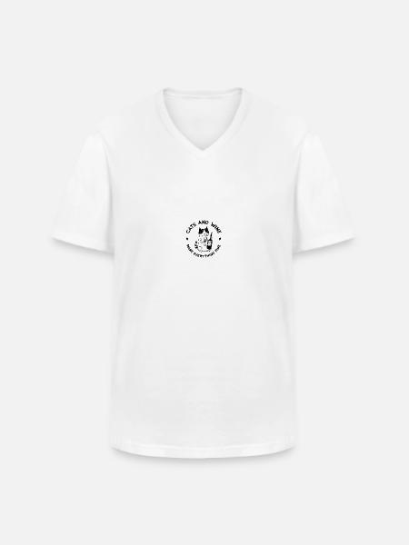Katze - Männer-T-Shirt mit V-Ausschnitt - Weiß