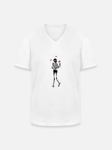 Courting Skeleton - Men's V-Neck T-Shirt - white