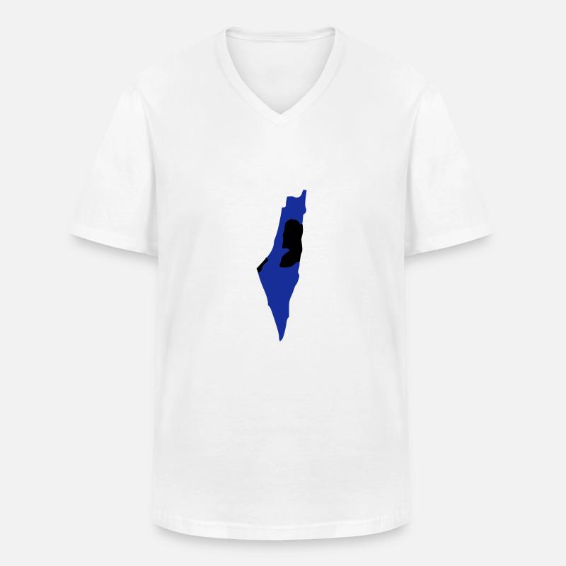 Israele - Palestine - Maglietta da uomo classica con scollo a V - bianco