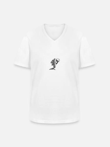 2020 11 30 shark with - Men's V-Neck T-Shirt - white