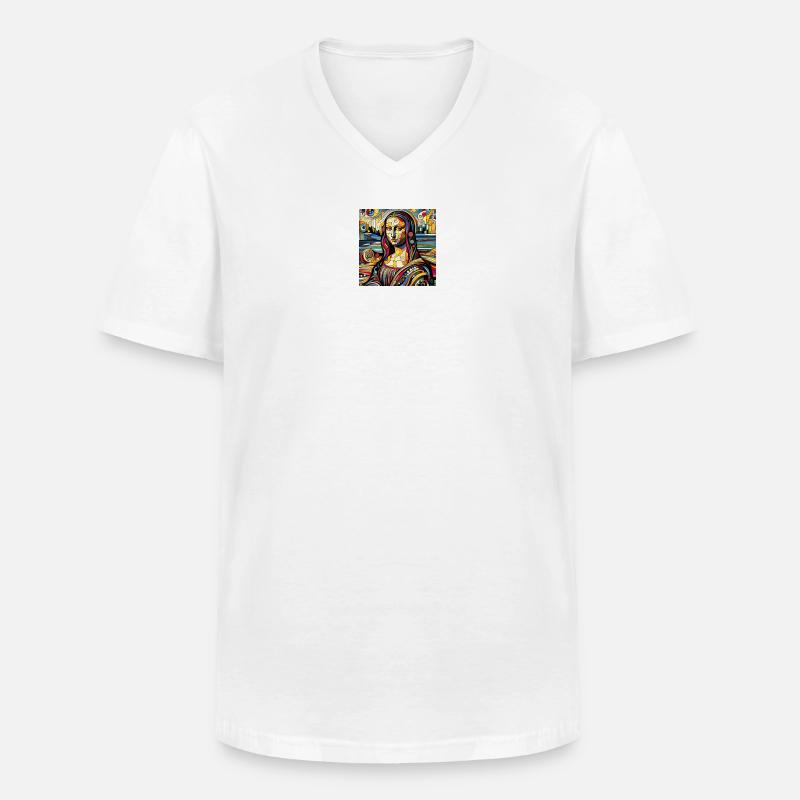 Mona Lisa meets Hundertwasser - Männer-T-Shirt mit V-Ausschnitt - Weiß