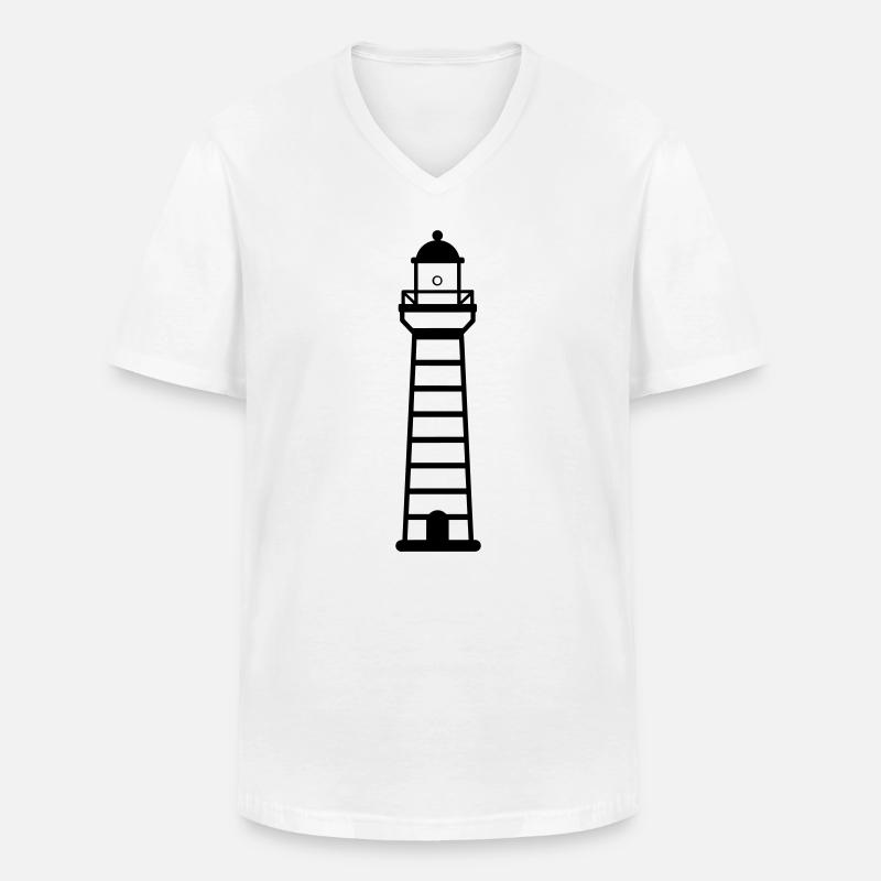 Leuchtturm - Männer-T-Shirt mit V-Ausschnitt - Weiß