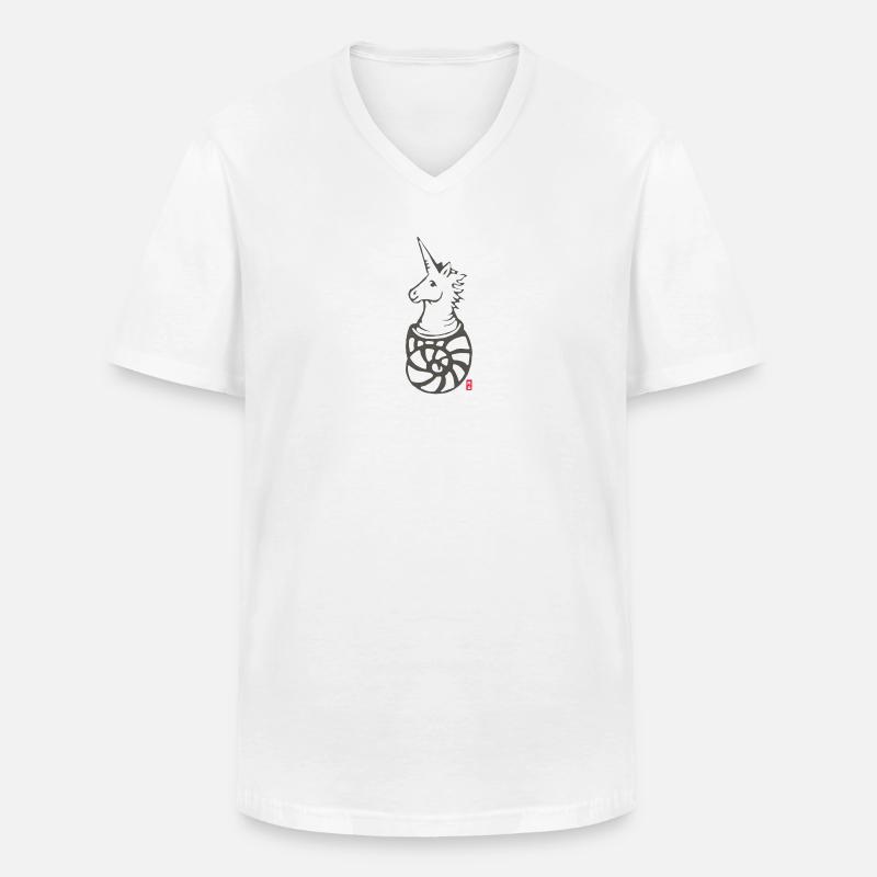 Einhorn - Der Einsiedler - Männer-T-Shirt mit V-Ausschnitt - Weiß