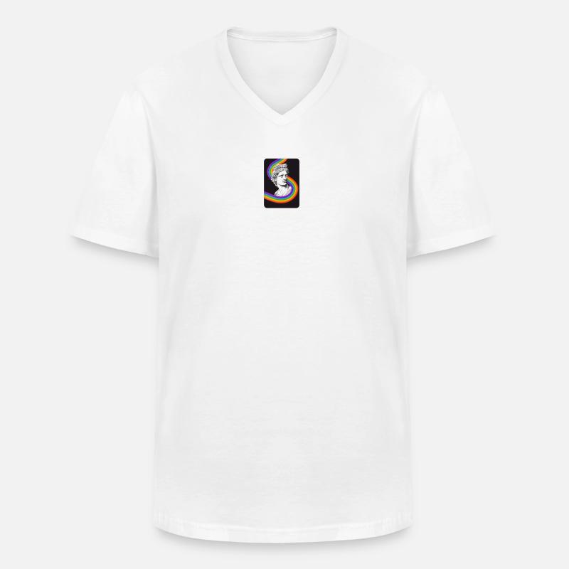 Klassische Statue mit leuchtendem Regenbogen - Männer-T-Shirt mit V-Ausschnitt - Weiß