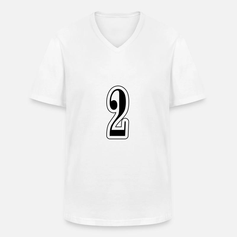 2 Zahl symbol - Männer-T-Shirt mit V-Ausschnitt - Weiß