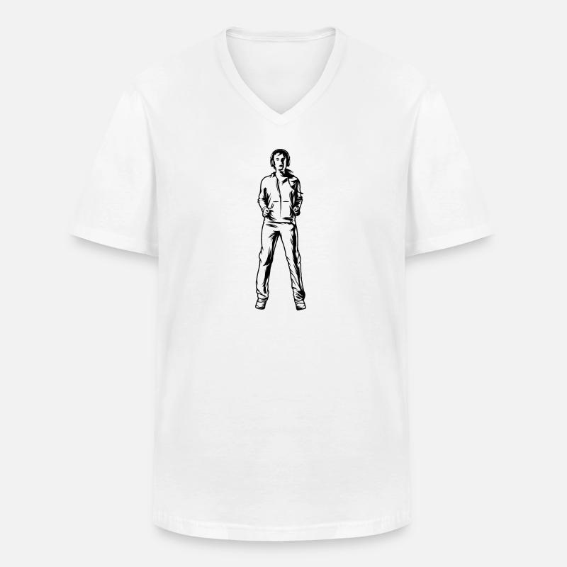 Jogger - Männer-T-Shirt mit V-Ausschnitt - Weiß