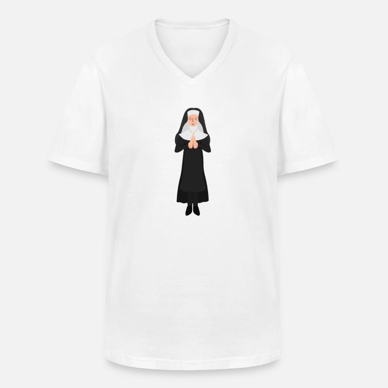 Suora - Maglietta da uomo classica con scollo a V - bianco