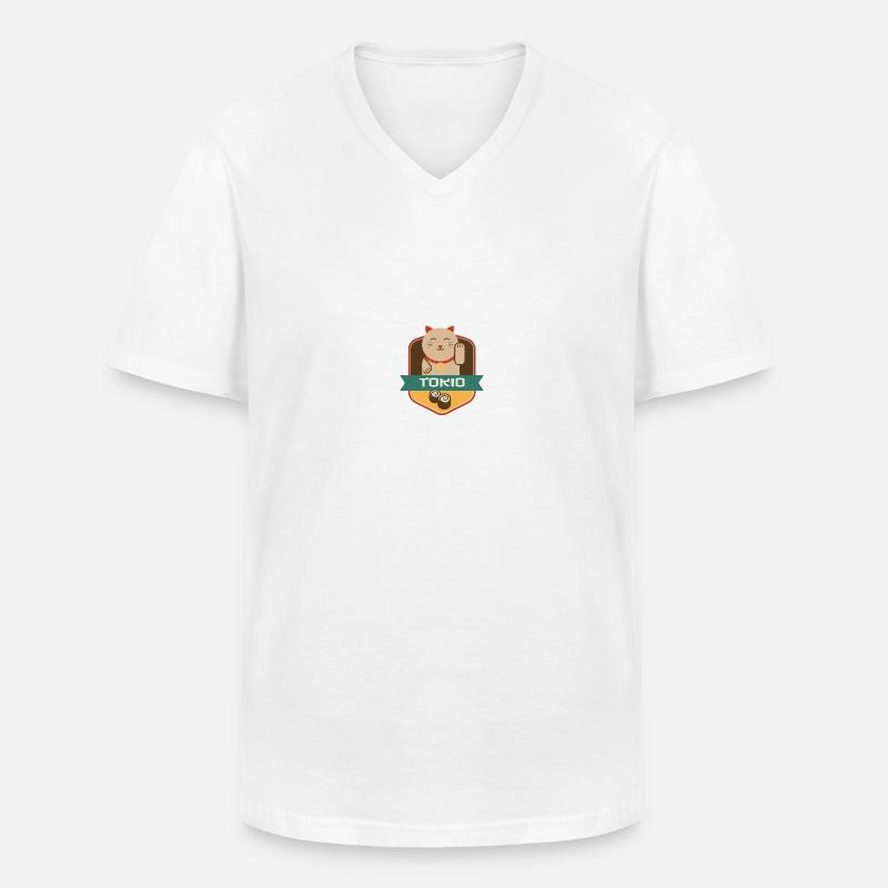 Katze in Tokyo - Männer-T-Shirt mit V-Ausschnitt - Weiß