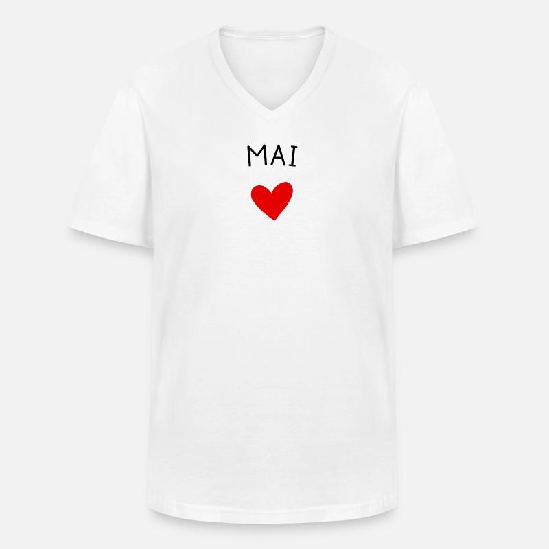 Werdende Mutter May – Baby unterwegs ❤️ - Männer-T-Shirt mit V-Ausschnitt - Weiß