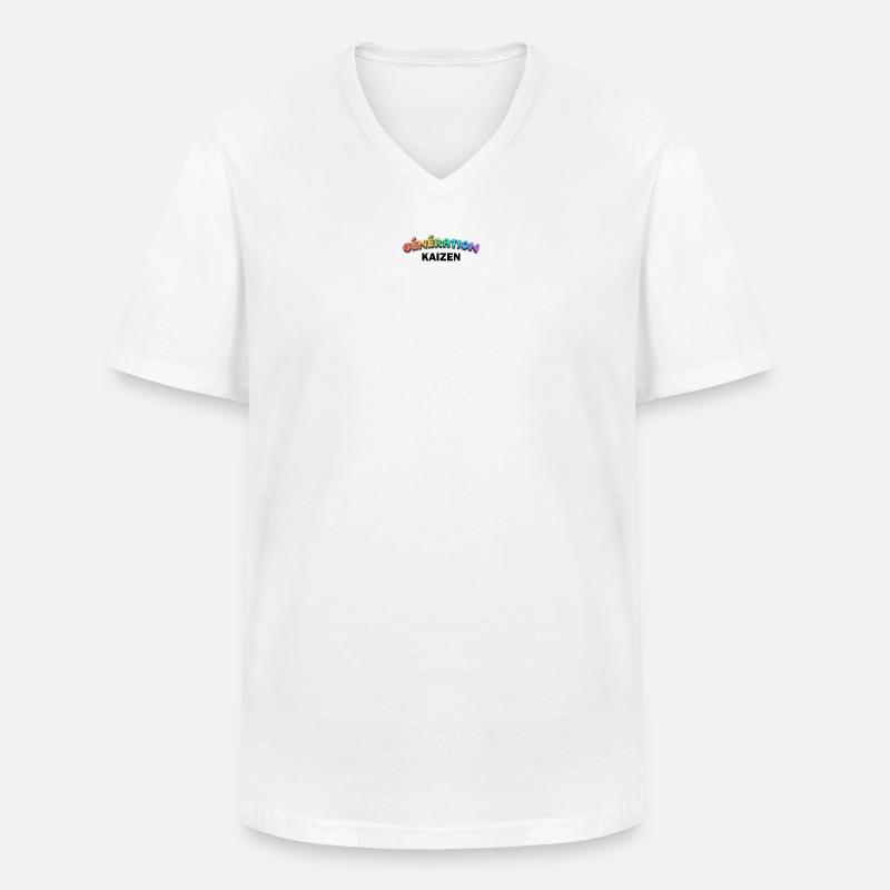 GENERATION KAIZEN SCHWARZ - Männer-T-Shirt mit V-Ausschnitt - Weiß