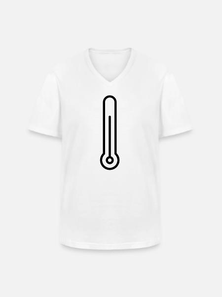 thermomètre - T-shirt col V Homme - blanc