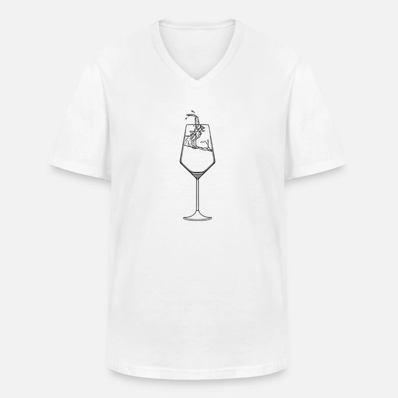 Weinglas mit Wein - Männer-T-Shirt mit V-Ausschnitt - Weiß