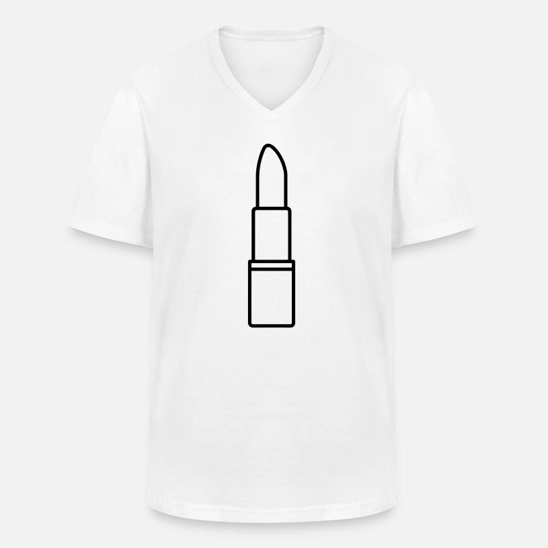 Lippenstift - Männer-T-Shirt mit V-Ausschnitt - Weiß