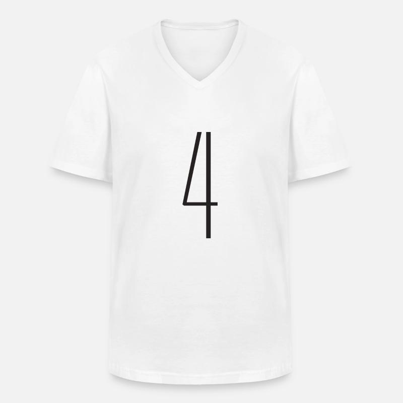 4 - Männer-T-Shirt mit V-Ausschnitt - Weiß