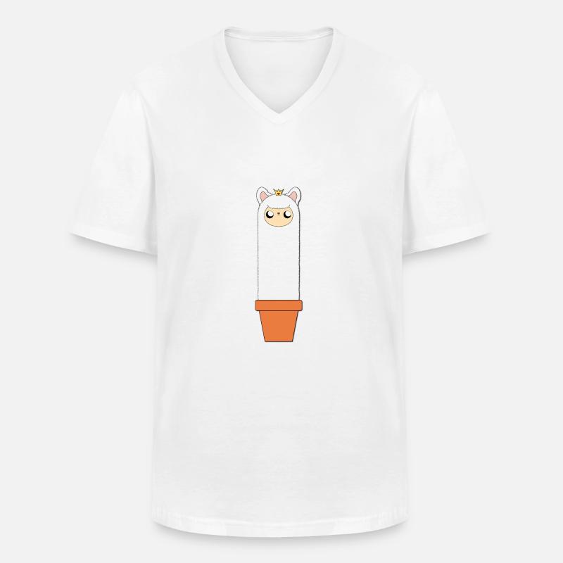 Alpaka im Blumentopf - Männer-T-Shirt mit V-Ausschnitt - Weiß