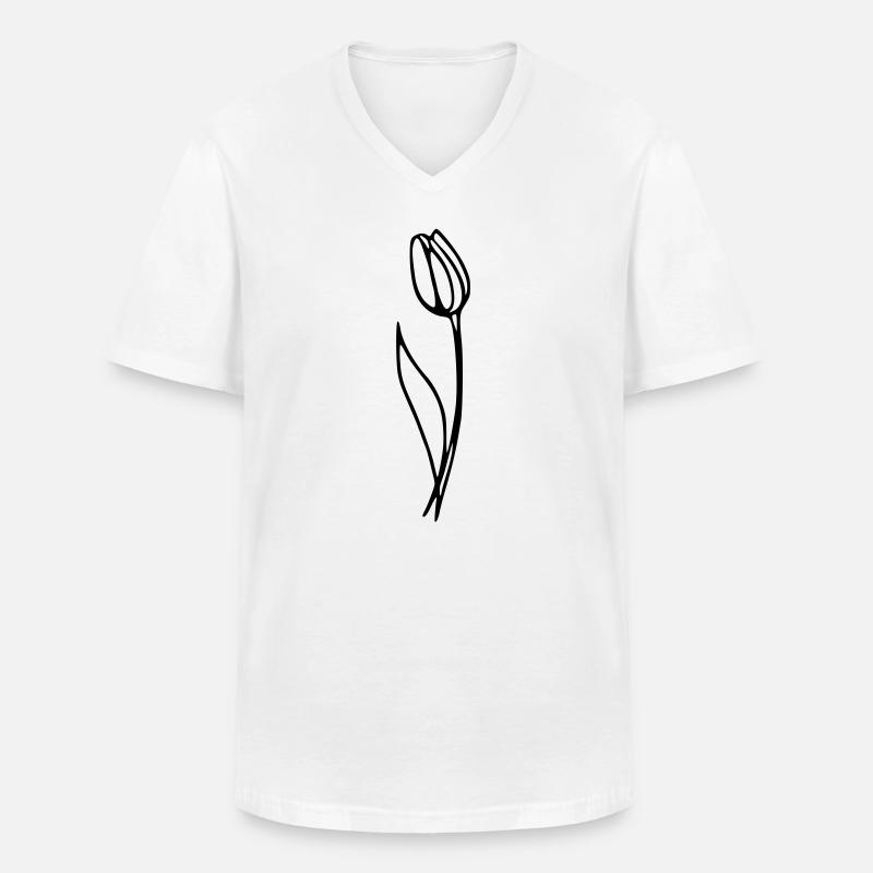 Tulpe - Männer-T-Shirt mit V-Ausschnitt - Weiß