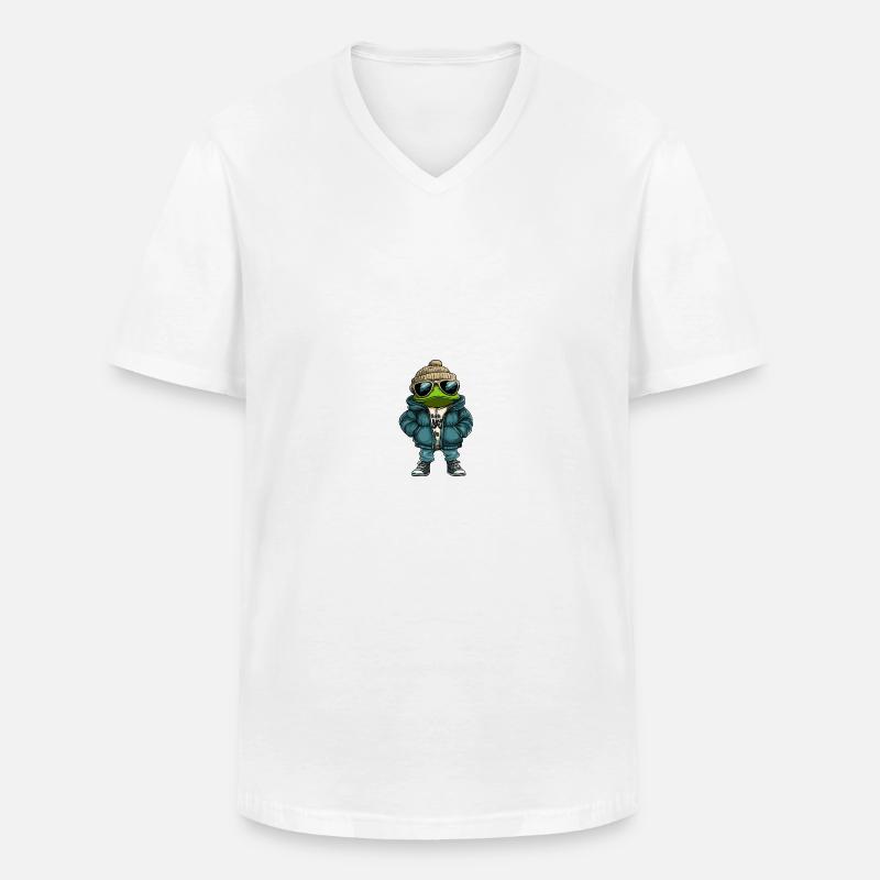 Frosch Winter Comic - Männer-T-Shirt mit V-Ausschnitt - Weiß