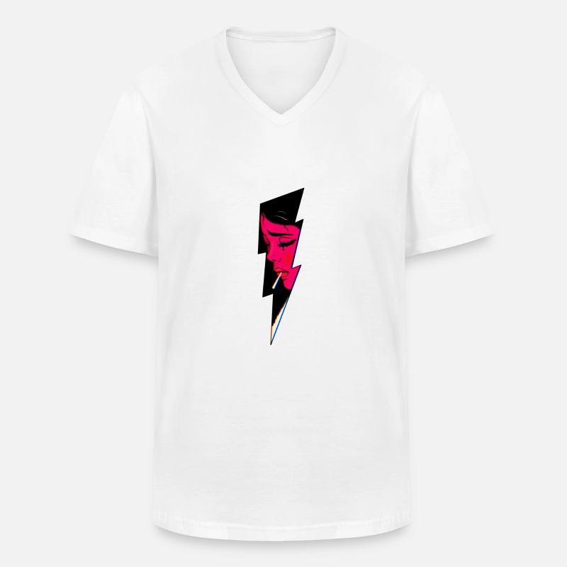 Depression mit Kippe - Männer-T-Shirt mit V-Ausschnitt - Weiß